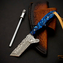 Load image into Gallery viewer, HS-970 '' Custom Hand Forged 6.00" Damascus Steel Full Tang Cowboy Bull Cutter Knife