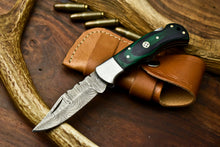 Load image into Gallery viewer, HS-1126 '' Hand Made Damascus Steel Blade Back Lock Folding Knife