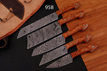 Load image into Gallery viewer, HS-204 Custom Handmade Damascus KItchen-Chef Knives Set Lot Of Five Pecs With Resin Handle