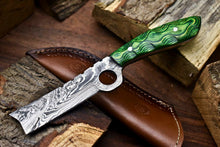 Load image into Gallery viewer, HS-1000 | Custom Handmade Damascus Steel Bull Cutter Knife - Beautiful Hard Wood Handle