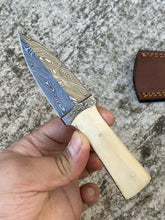 Load image into Gallery viewer, HS-864 Custom Handmade Damascus Steel Hunting/Dagger Boot Knife - Camel Bone Handle