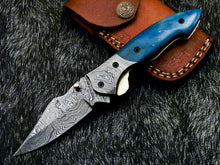 Load image into Gallery viewer, HS-1122 " CUSTOM HANDMADE DAMASCUS BLADE POCKET FOLDING KNIFE LINER LOCK