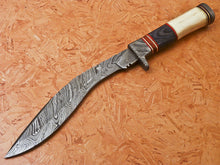Load image into Gallery viewer, HS-883 Custom Handmade Damascus KUkri Knife With Wood + Bone Handle
