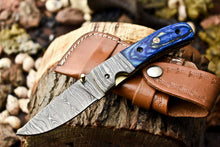 Load image into Gallery viewer, Custom Handmade Damascus Steel Pocket Folding Knife - Beautiful Hard Wood Handle