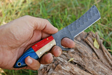 Load image into Gallery viewer, HS-1010 | Custom Handmade Rail Road Steel Cowboy Bull Cutter Knife With Beautiful Wood & Bone Handle