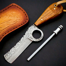 Load image into Gallery viewer, HS-968 '' Custom Hand Forged 6.5" Damascus Steel Full Tang Cowboy Bull Cutter Knife