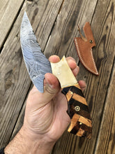 Load image into Gallery viewer, HS-434 | Custom Handmade Damascus Hand Forged Hunting Knife - Wood Bone Handle