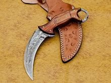 Load image into Gallery viewer, HS-894 CUSTOM DAMASCUS STEEL HUNTING/BOWIE/DAGGER KNIFE HANDLE PAKKA WOOD WITH SHEATH