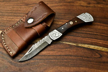 Load image into Gallery viewer, HS-1130 '' Hand Made Damascus Steel Blade Back Lock Folding Knife