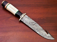 Load image into Gallery viewer, HS-526 Custom Handmade Damascus Hunting Knife Gut Hock Blade With Bone Handle