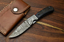 Load image into Gallery viewer, Custom Handmade Damascus Steel Blade Liner-Lock Pocket Folding Knife| Ram Horn