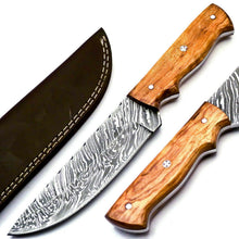 Load image into Gallery viewer, HS-823 Custom Handmade Damascus Skinner Knife With Wood Handle