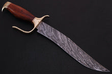 Load image into Gallery viewer, HS-343 | Custom Handmade Damascus Bowie Knife With Wood Handle