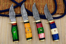 Load image into Gallery viewer, HS-804 Cutlery | Six Inch Custom Handmade Damascus Skinner Knife Lot of Four Pecs With Different Handles