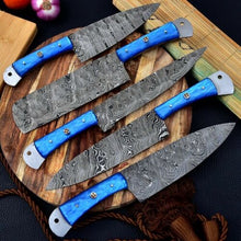 Load image into Gallery viewer, HS-155 Custom Handmade HAND FORGED DAMASCUS STEEL CHEF KNIFE Set Kitchen Knives Set