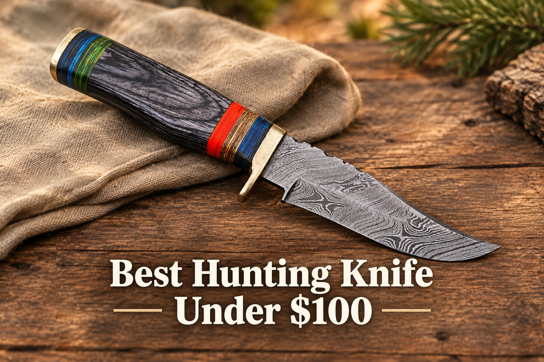Best hunting knife under $100 AI hero featuring HS-503 Damascus hunting knife
