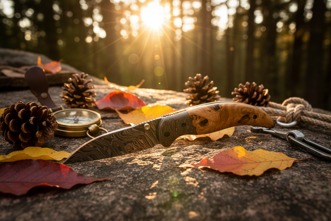Damascus Folding Knife with Micarta Handle: The Perfect Outdoor EDC Companion