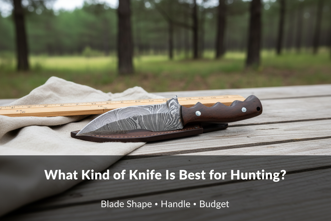 What Kind of Knife Is Best for Hunting hero banner with HS-355 Damascus hunting knife