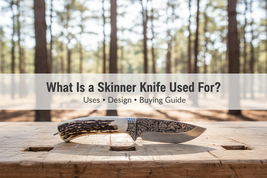 What Is a Skinner Knife Used For hero banner with engraved stag-handle Skinner knife