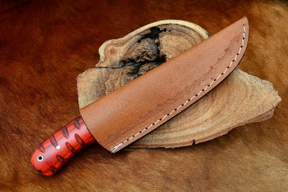 HS-800 Custom Handmade Damascus Skinner Knife With Awesome Hard Wood Handle