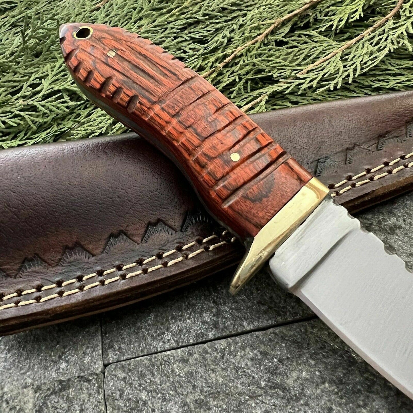 HS-567 Custom Handmade D2 Steel High Polish Hunting Skinner Knife W/Sheath