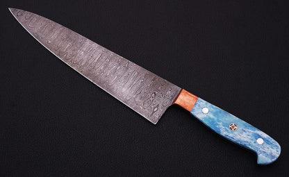 HS-458 Custom Handmade Damascus Kitchen/Chef Knife - Camel Bone Handle - Best Price