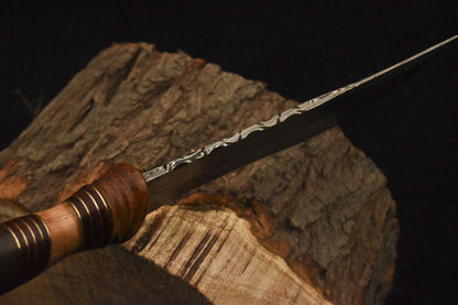 HS-529 Custom Handmade Damascus Hunting Knife With Olive wood & Natural wood Handle