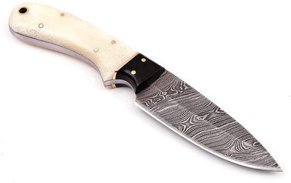 HS-782 Custom Handmade Damascus Skinner Knife With Bufflo Horn & Bone Handle