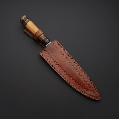 HS-299  Custom Handmade Damascus Kitchen/Chef Knife - Wood Handle - Best Price