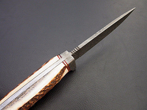 HS-535 Custom Handmade Damascus Hunting/Skinner Knife With Stag Horn Handle