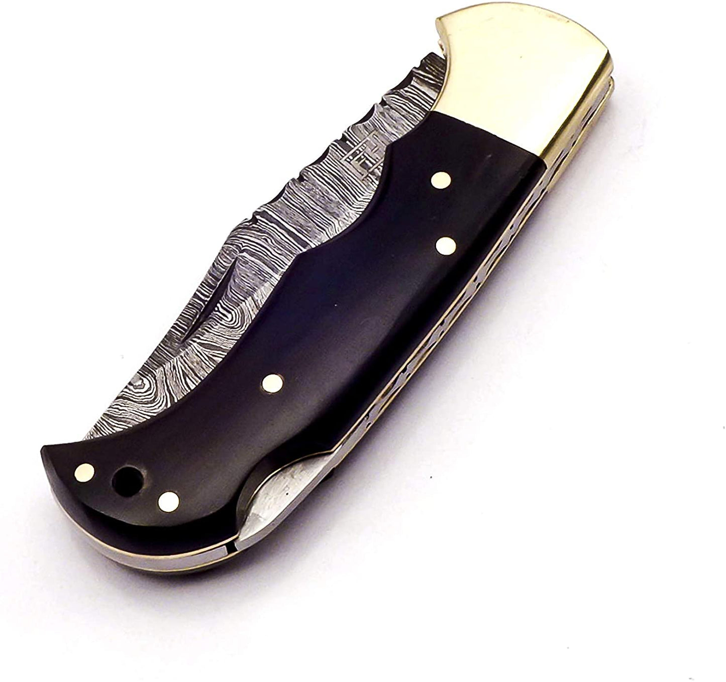 Custom Handmade Damascus 6.5 Inch Pocket Knife for Men Best EDC Camping Knife