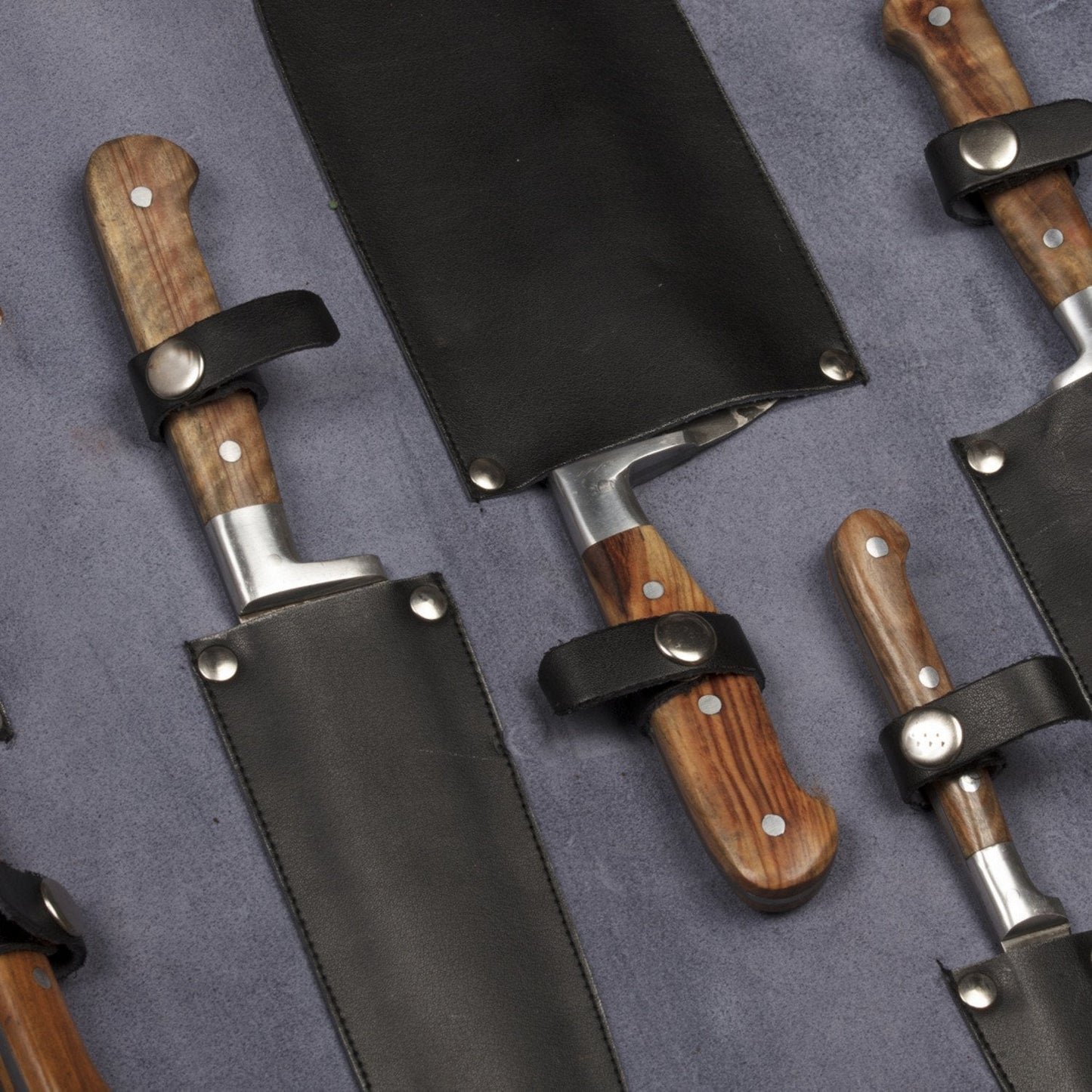 HS-212 Custom Handmade Damascus Kitchen-Chef Knives Set Lot Of Five Pecs With Wood Handle