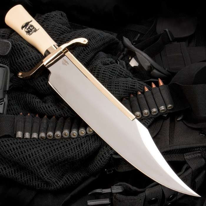 Handmade Bowie Knife with bone handle and D2 steel blade