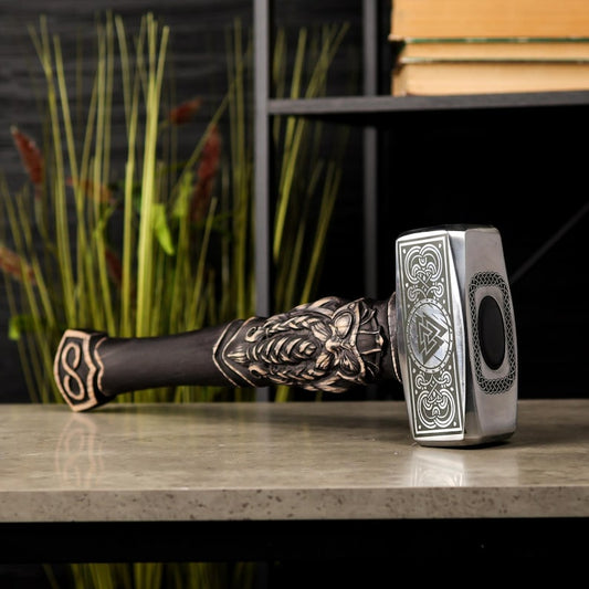 Viking Hammer with Valknut Symbol & Odin carved handle, Personalized Norse Hammer