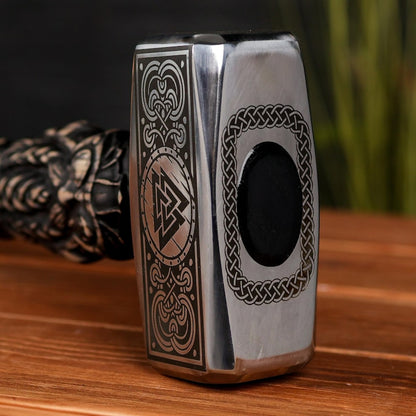 Viking Hammer with Valknut Symbol & Odin carved handle, Personalized Norse Hammer