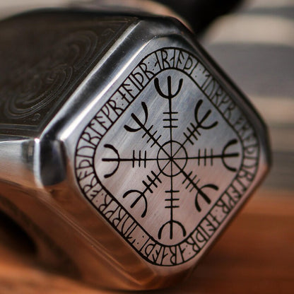 Viking Hammer with Valknut Symbol & Odin carved handle, Personalized Norse Hammer