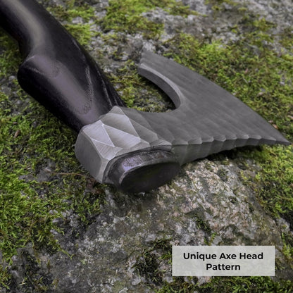 Handmade Viking Hatchet Custom Engraved, Functional Camping Axe Forged with Sheath & wooden runic box
