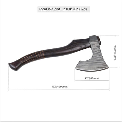 Handmade Viking Hatchet Custom Engraved, Functional Camping Axe Forged with Sheath & wooden runic box