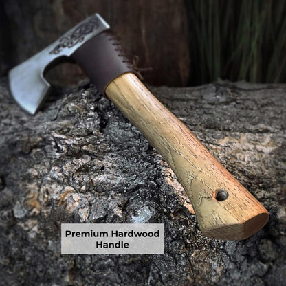 Handmade Viking Axe with Custom Engraving, High Carbon Steel Head & Leather Sheath