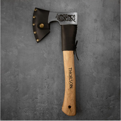 Handmade Viking Axe with Custom Engraving, High Carbon Steel Head & Leather Sheath