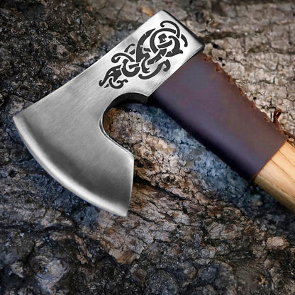 Handmade Viking Axe with Custom Engraving, High Carbon Steel Head & Leather Sheath