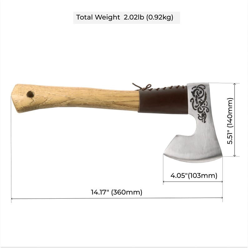 Handmade Viking Axe with Custom Engraving, High Carbon Steel Head & Leather Sheath