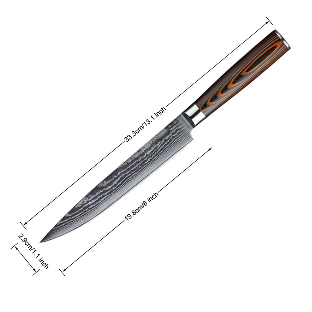 HS-175 Custom Handmade Damascus Six Pecs Kitchen/Chef Knives - Hard Wood Handle