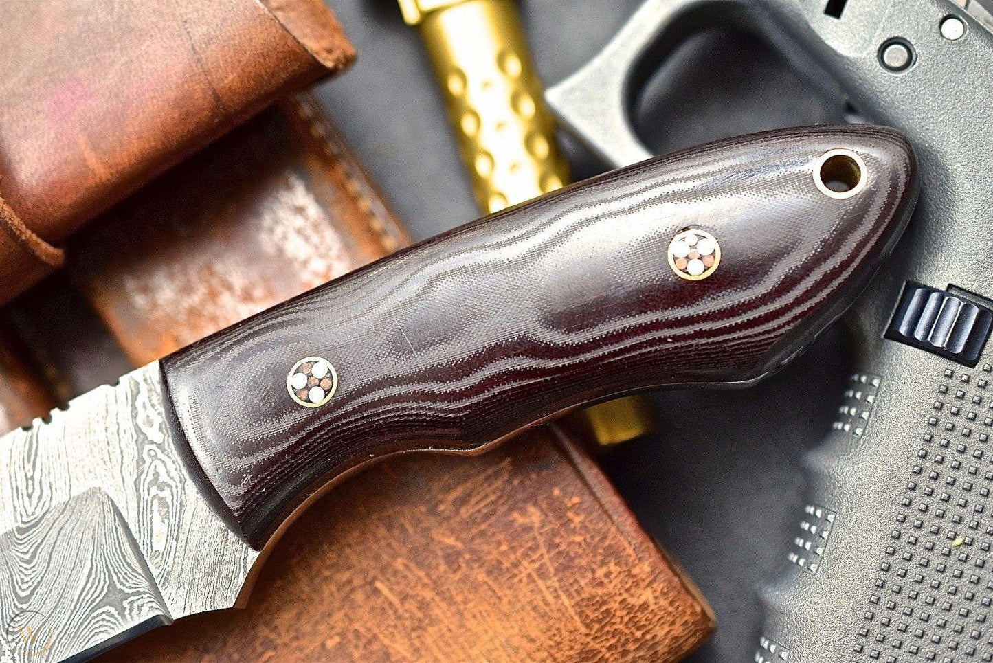 HS-825 Custom Handmade Damascus Skinner Knife With Hard Wood Handle