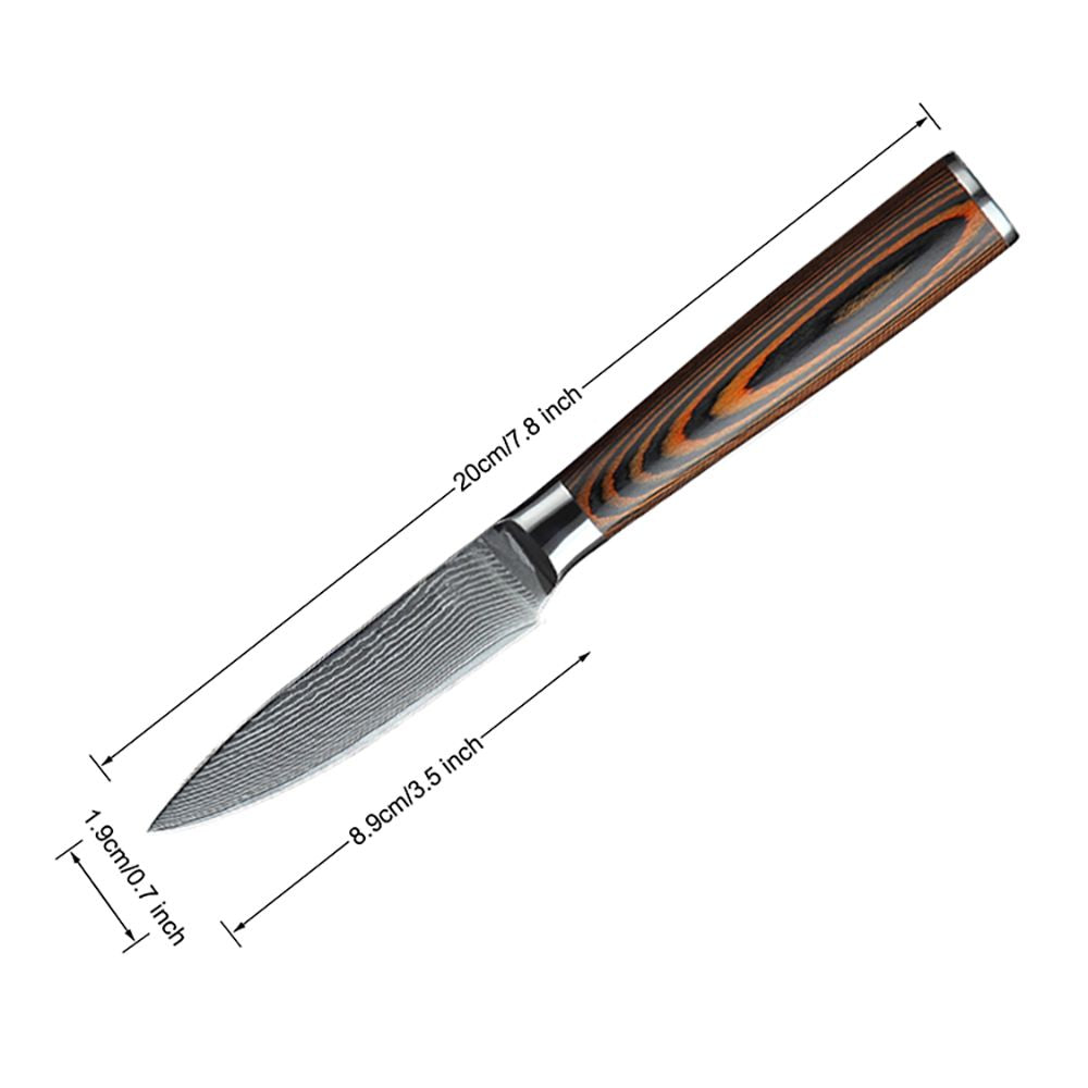 HS-175 Custom Handmade Damascus Six Pecs Kitchen/Chef Knives - Hard Wood Handle