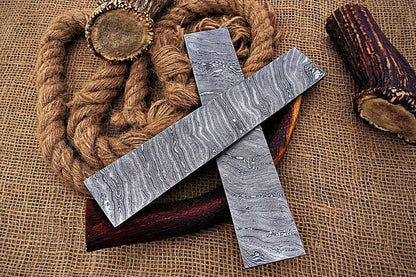 HS-1106 Handcrafted 10-Inch Damascus Steel Billets, Set of 2, Offering Twist Patterns for Inspired Knife Creations