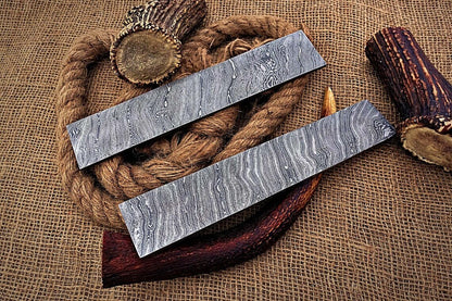 HS-1106 Handcrafted 10-Inch Damascus Steel Billets, Set of 2, Offering Twist Patterns for Inspired Knife Creations