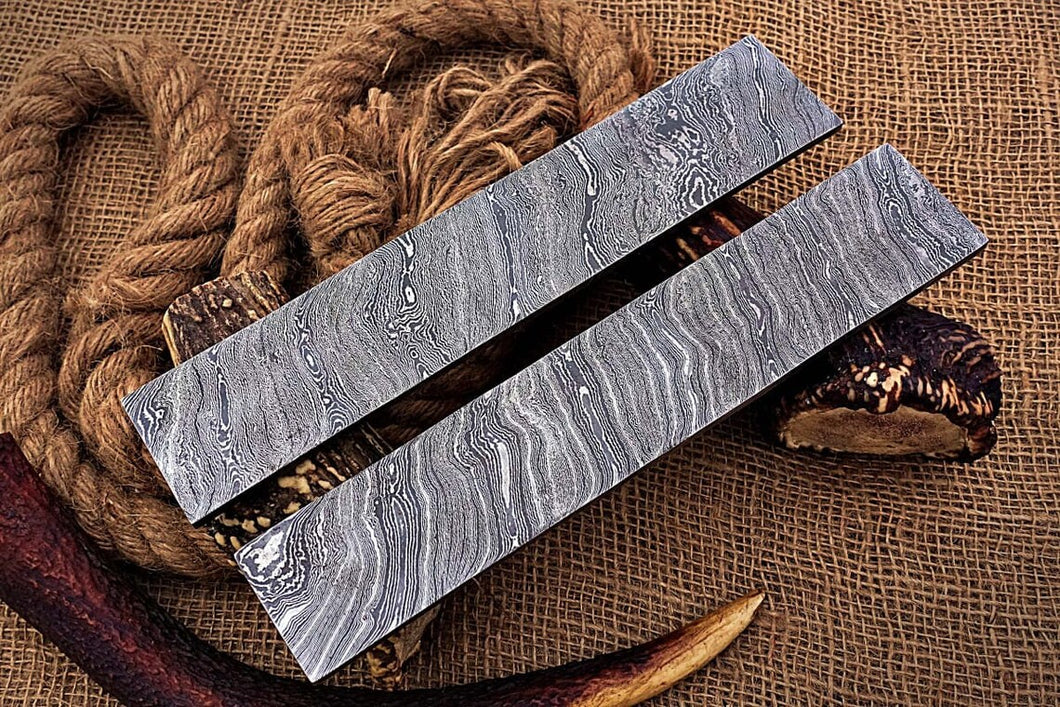 HS-1106 Handcrafted 10-Inch Damascus Steel Billets, Set of 2, Offering Twist Patterns for Inspired Knife Creations