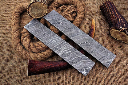 HS-1106 Handcrafted 10-Inch Damascus Steel Billets, Set of 2, Offering Twist Patterns for Inspired Knife Creations
