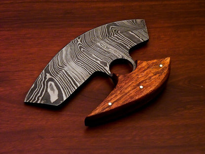 HS-1034 Personalized Damascus Chef Kitchen Ulu Knife Chef Knife Heavy Duty Damascus Handle Koa Wood with Leather Sheath